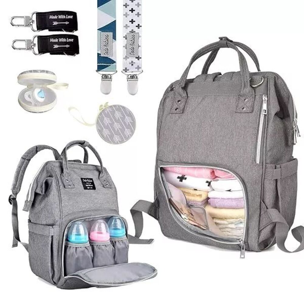 Dodo Babies Backpack Style Baby Diaper Bag Set in Teal/Grey for Moms/Dads